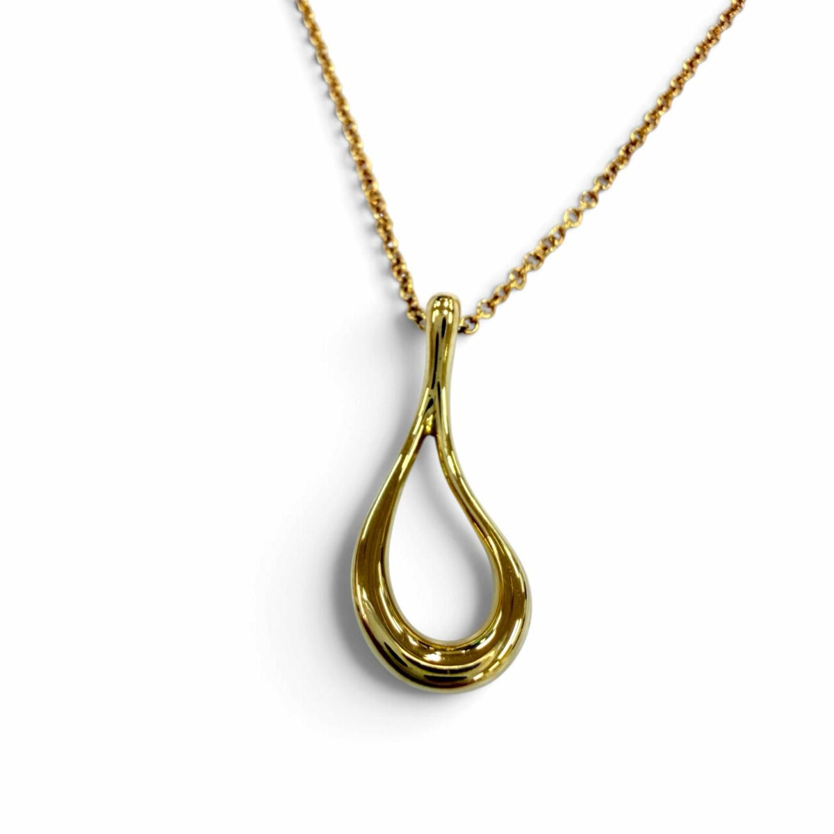 Tiffany & Co Open Teardrop Pendant Yellow Gold Necklace