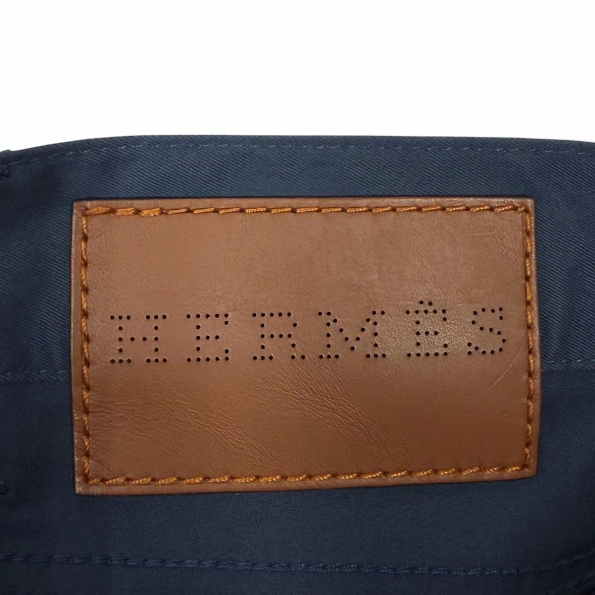Hermes Cotton Sellier Buttons Clou de Selle Chino Pants Tapered Navy 42 — view 6