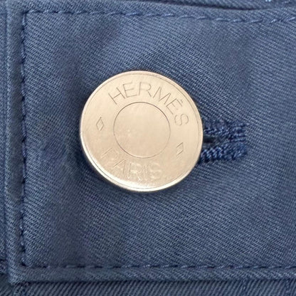 Hermes Cotton Sellier Buttons Clou de Selle Chino Pants Tapered Navy 42 — view 5