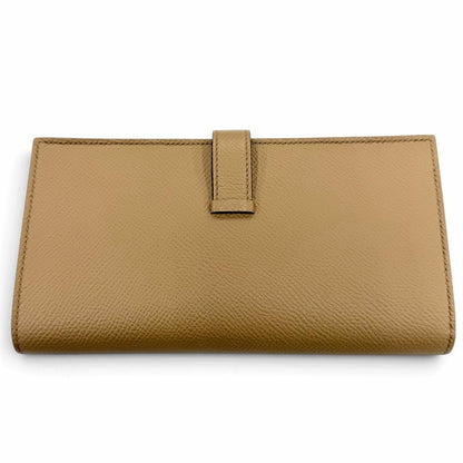 Hermes Bearn Soufflet Verso Veau Epsom Chai Mauve Sylvestre Silver Wallet — view 3