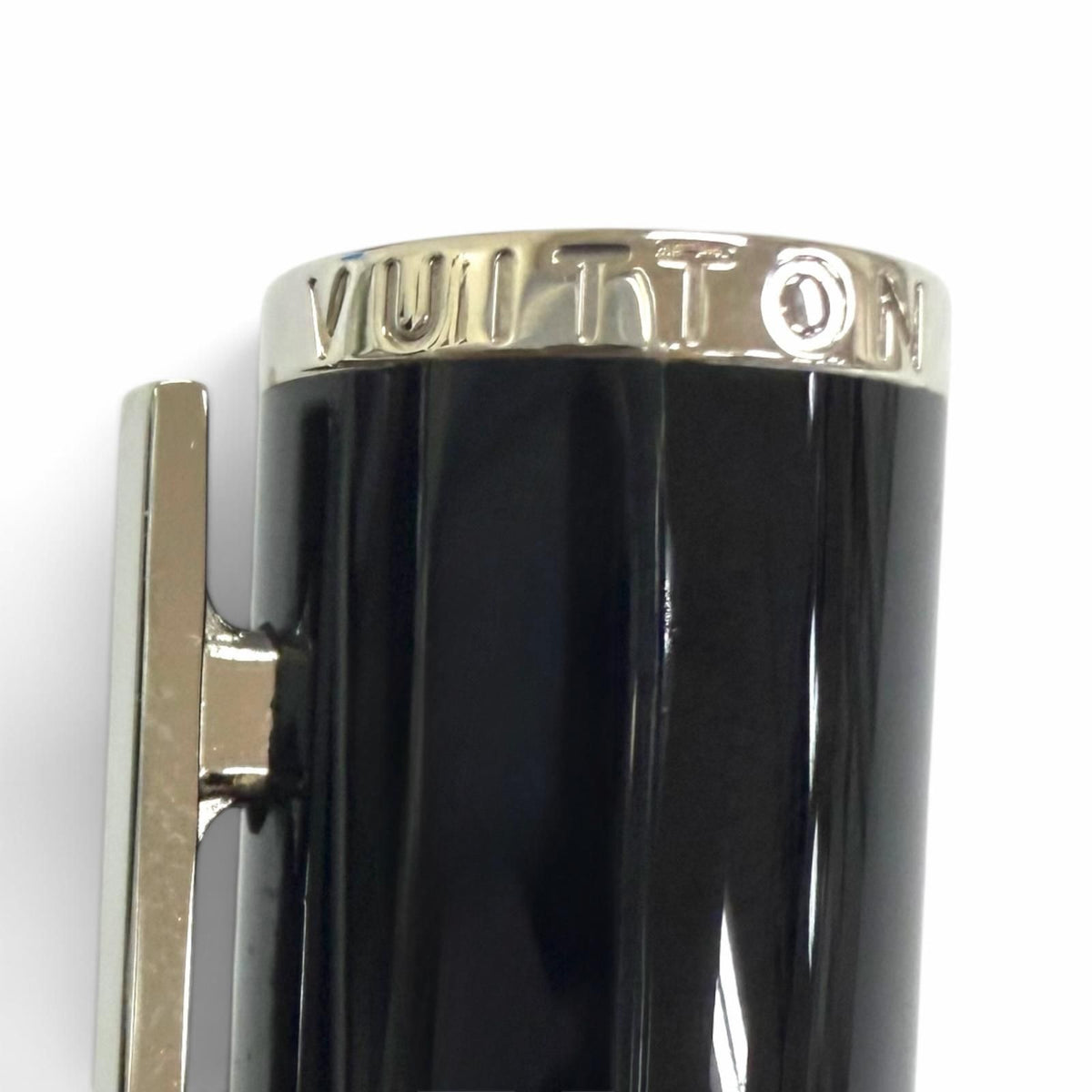 Louis Vuitton Jet Ligne Twist Ballpoint Pen Black Silver Handwriting Confirmed — view 7