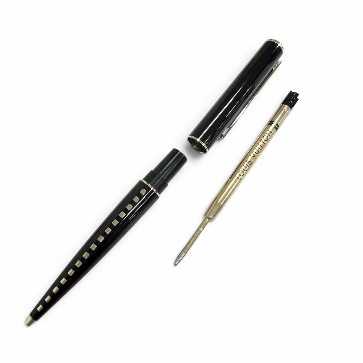Louis Vuitton Jet Ligne Twist Ballpoint Pen Black Silver Handwriting Confirmed — view 3