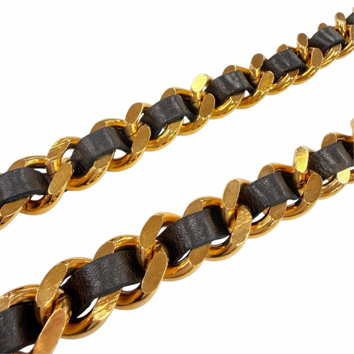 Chanel Vintage Metal Logo CC Coin Leather Chain Belt Gold Black — view 7