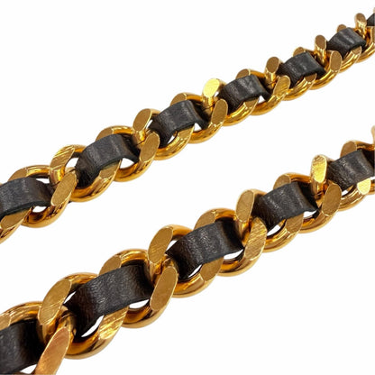 Chanel Vintage Metal Logo CC Coin Leather Chain Belt Gold Black — view 7