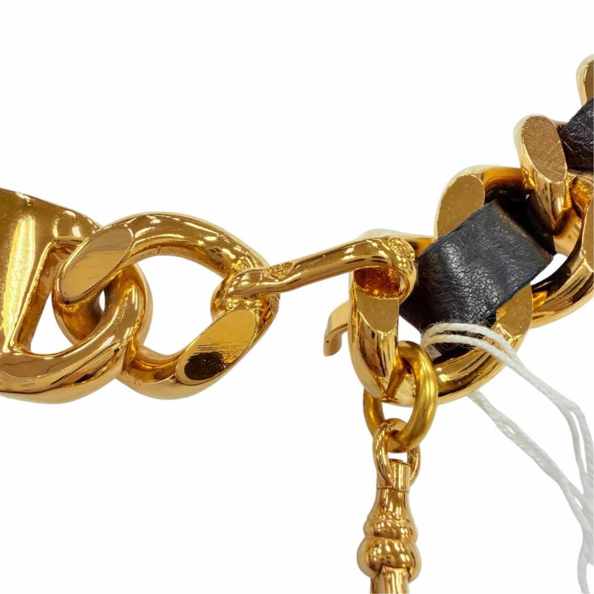 Chanel Vintage Metal Logo CC Coin Leather Chain Belt Gold Black — view 8