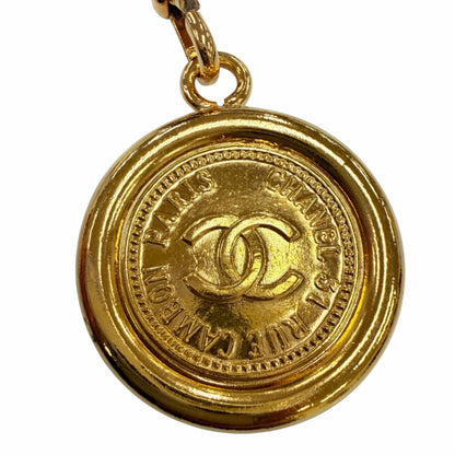 Chanel Vintage Metal Logo CC Coin Leather Chain Belt Gold Black — view 5