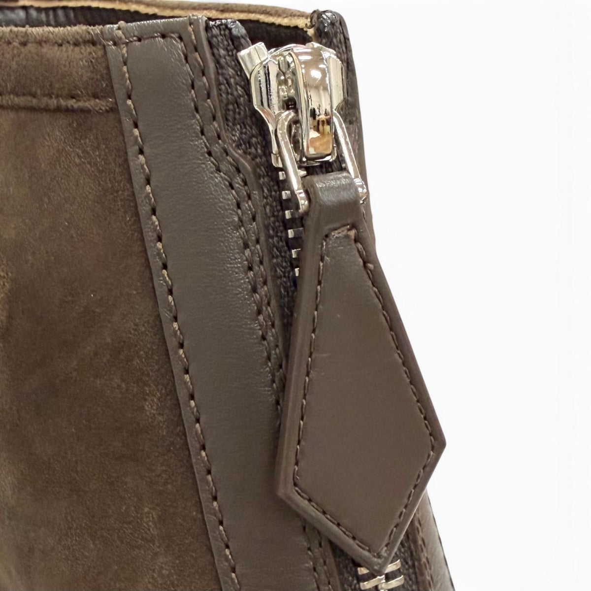 Hermes Single 55 Suede Leather Center Zip Ankle Boots Short Dark Brown — view 8