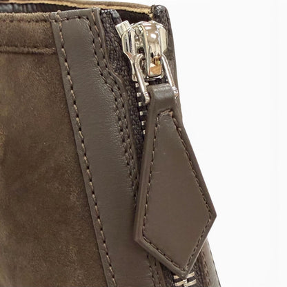Hermes Single 55 Suede Leather Center Zip Ankle Boots Short Dark Brown — view 8