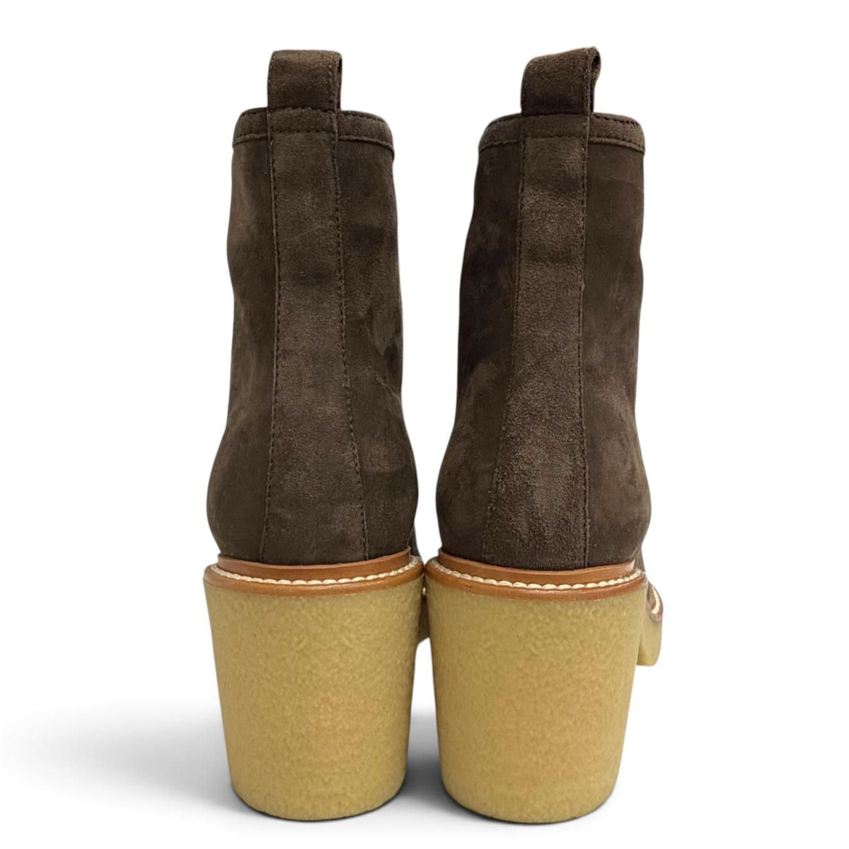 Hermes Single 55 Suede Leather Center Zip Ankle Boots Short Dark Brown — view 4