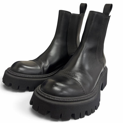 Balenciaga Tractor Leather Thick Sole Side Gore Chelsea Boots Black