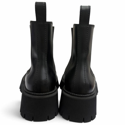 Balenciaga Tractor Leather Thick Sole Side Gore Chelsea Boots Black — view 3