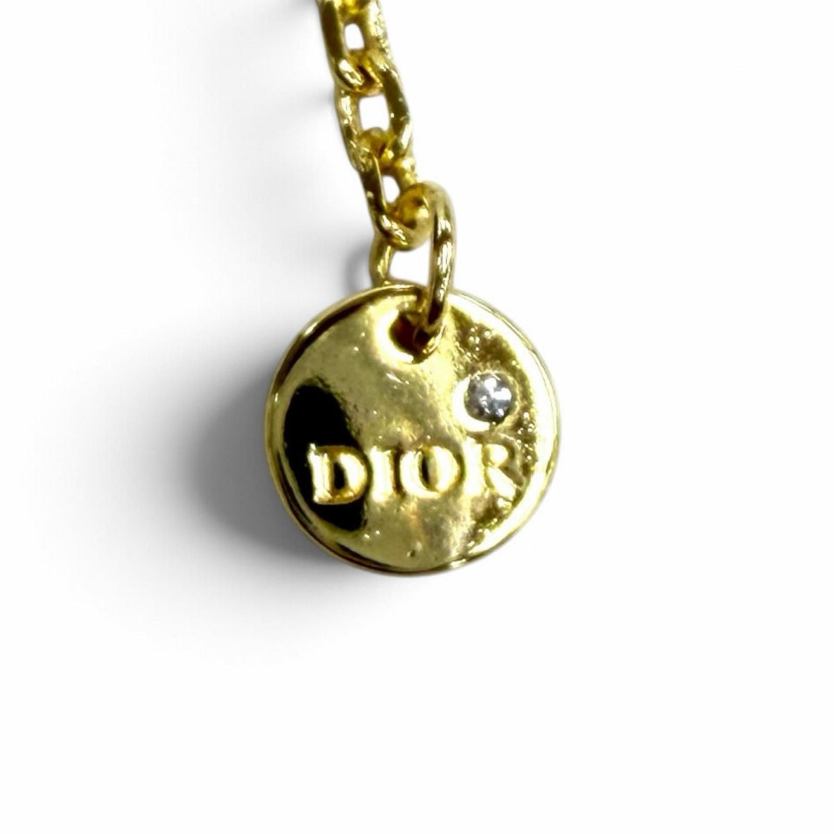 Dior Petit CD Double Necklace Rhinestone Star Charm Pendant Gold — view 8