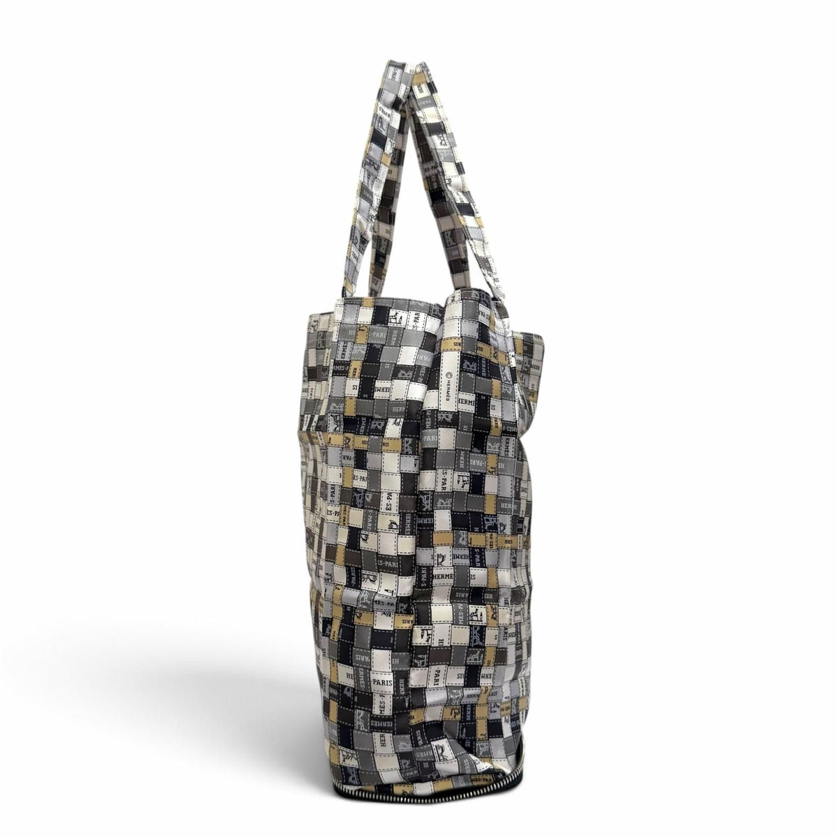 Hermes Silky Pop Bolduc Check Leather Buffalo Skipper Tote Bag Eco Black — view 5