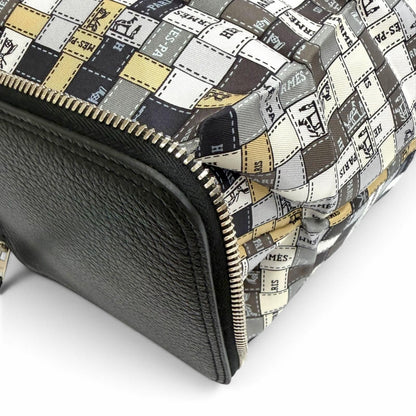 Hermes Silky Pop Bolduc Check Leather Buffalo Skipper Tote Bag Eco Black — view 8