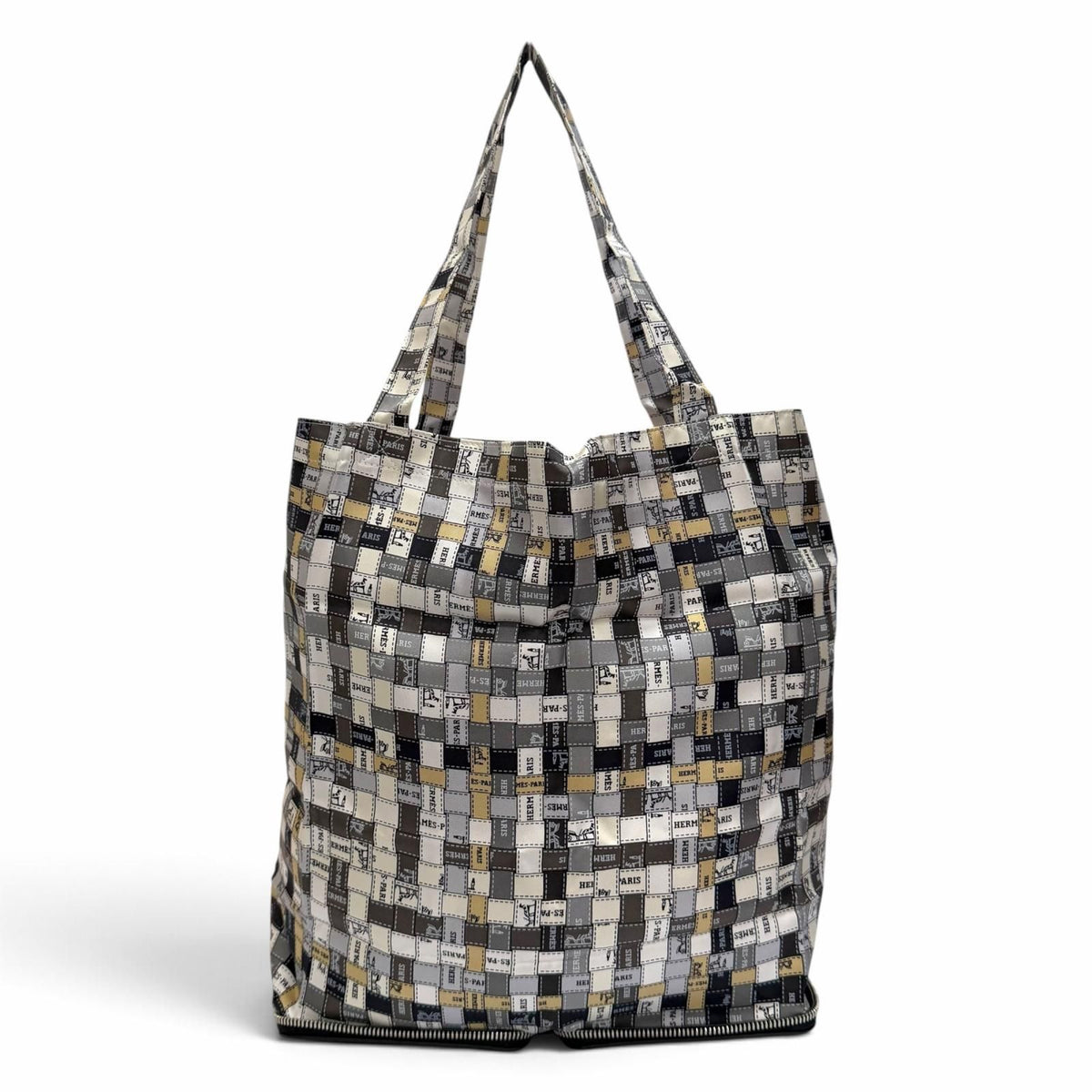 Hermes Silky Pop Bolduc Check Leather Buffalo Skipper Tote Bag Eco Black — view 4