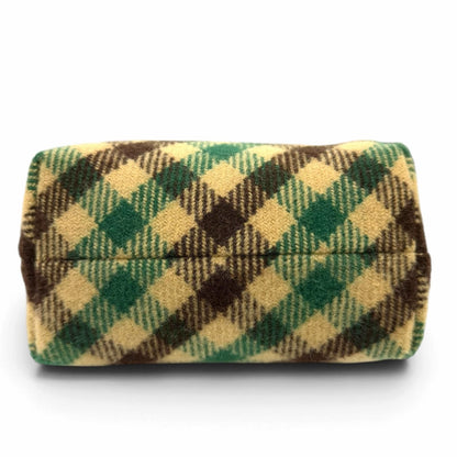 Miu Miu Spirit Gabardine Pouch Wool Cotton Check Handbag Green Brown — view 5