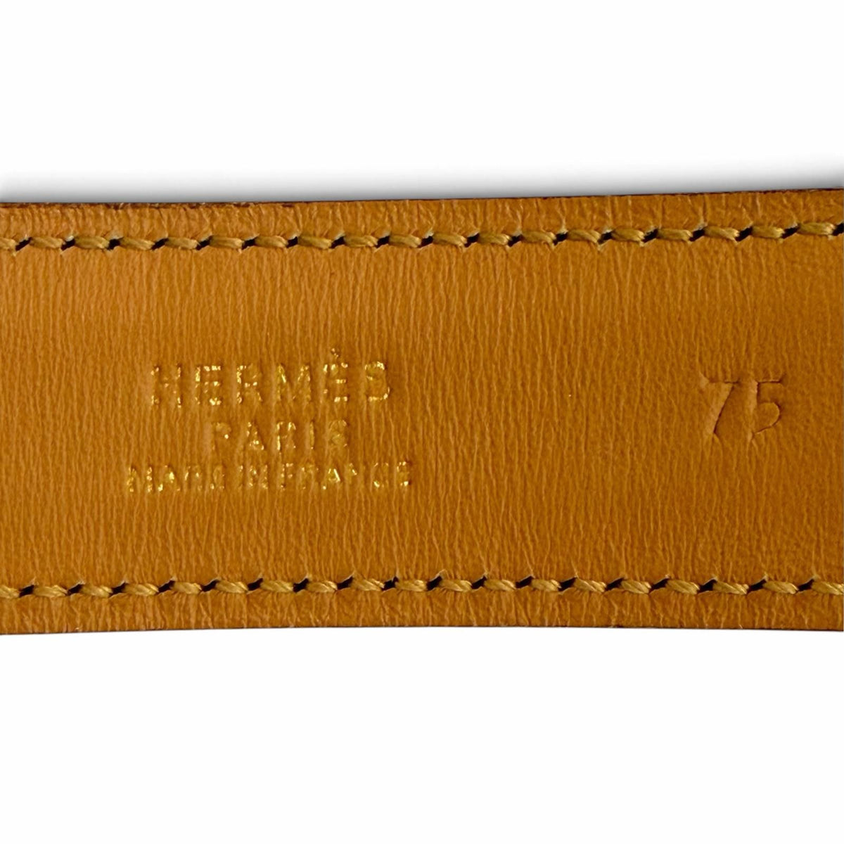 Hermes Vintage Silver Gold Leather Belt Navy Blue 75 — view 8