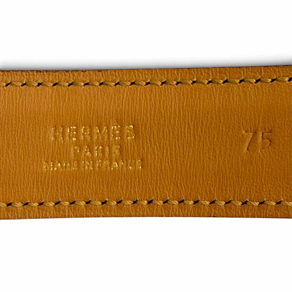 Hermes Vintage Silver Gold Leather Belt Navy Blue 75 — view 8