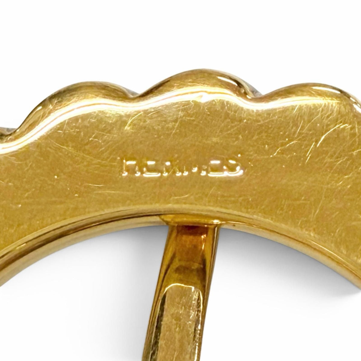 Hermes Vintage Silver Gold Leather Belt Navy Blue 75 — view 7