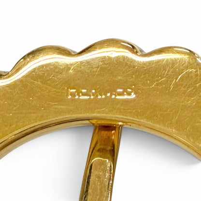 Hermes Vintage Silver Gold Leather Belt Navy Blue 75 — view 7