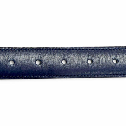 Hermes Vintage Silver Gold Leather Belt Navy Blue 75 — view 5