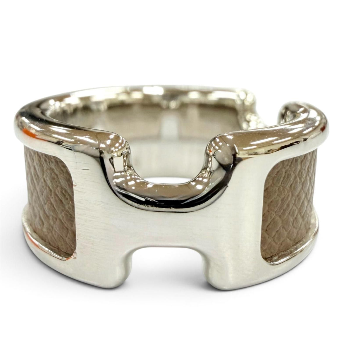 Hermes Olympe PM Ring Veau Madame Etoupe Silver S JP