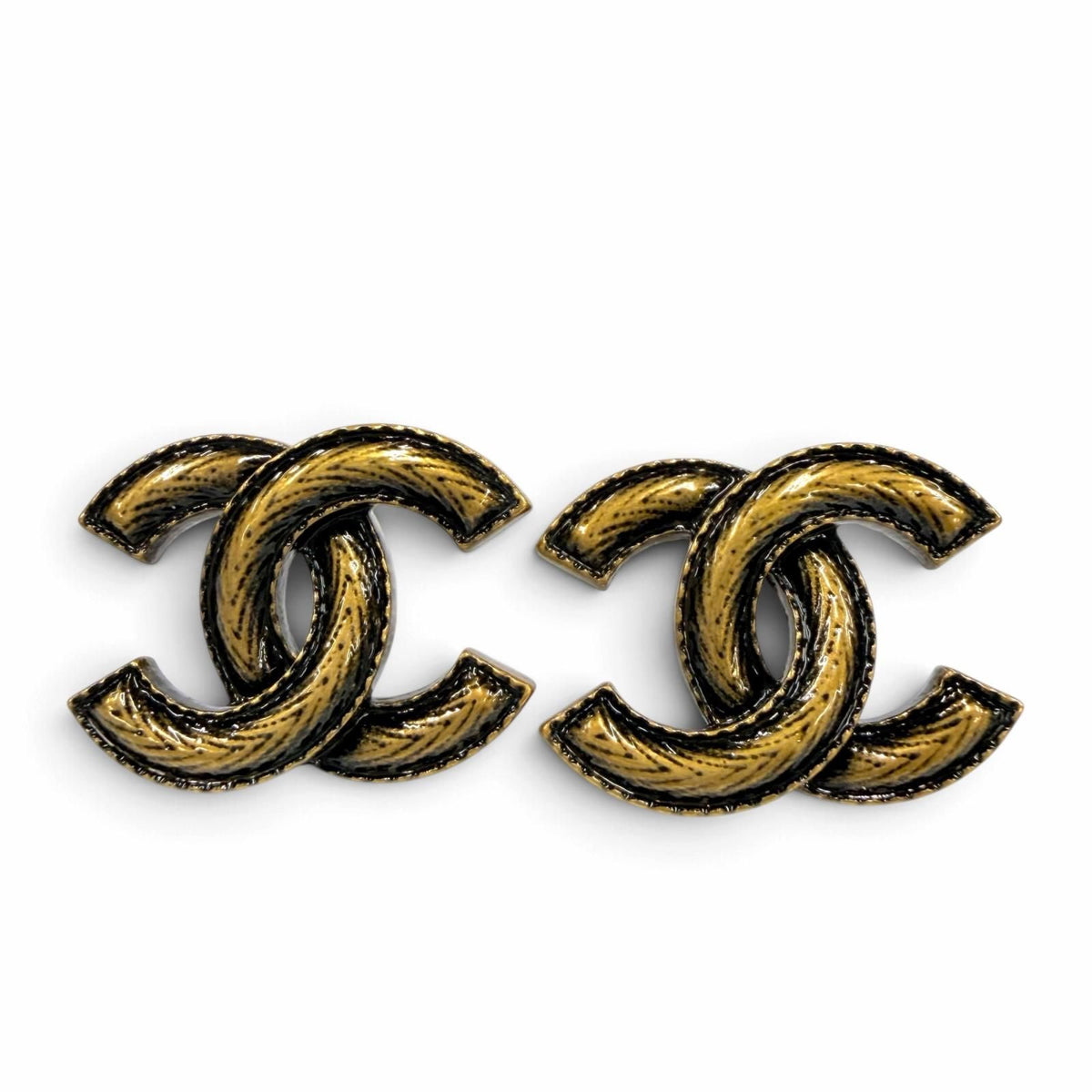 Chanel Metal CC Logo Earrings Antique Gold
