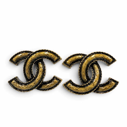 Chanel Metal CC Logo Earrings Antique Gold