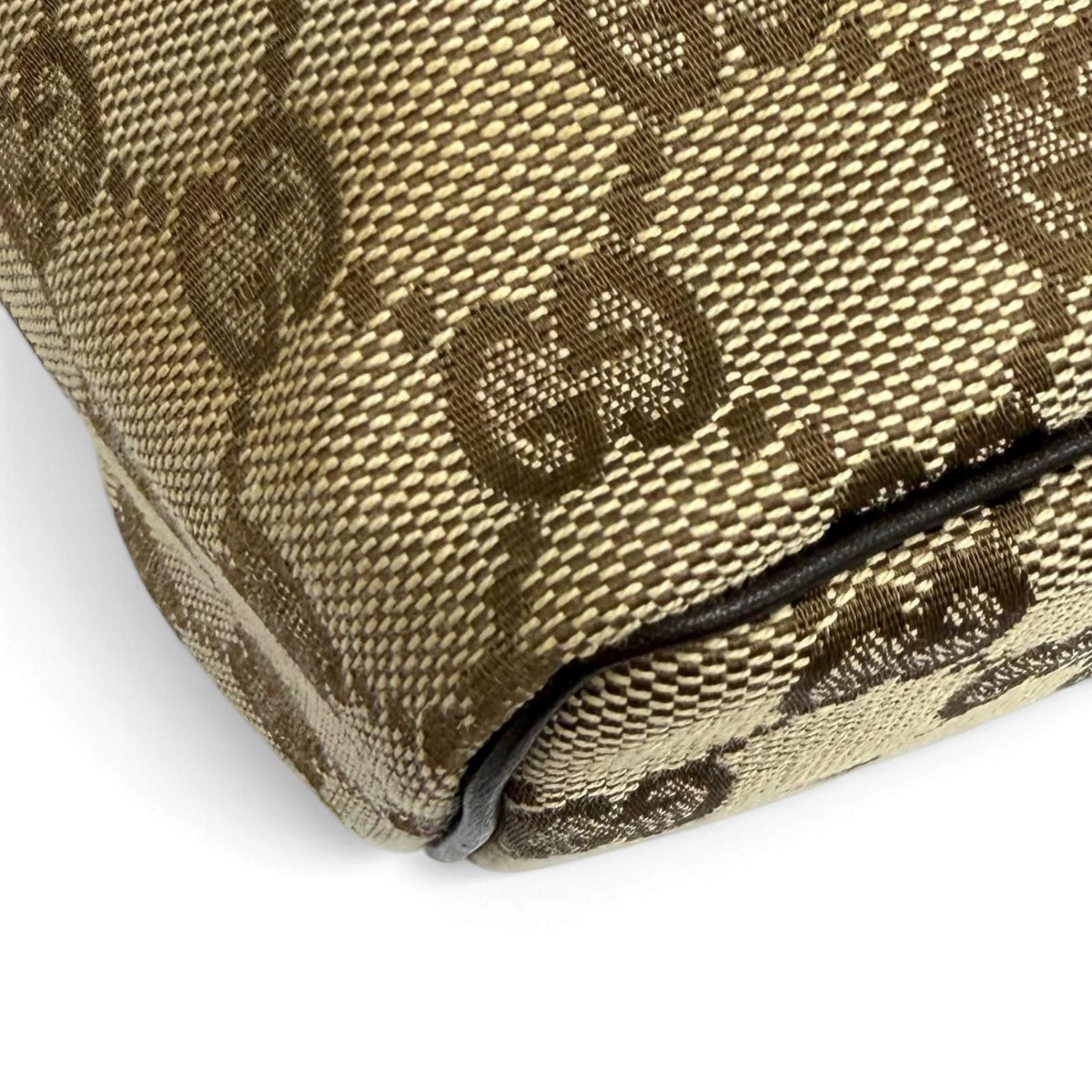 Gucci Vintage GG Canvas Leather Vanity Makeup Pouch Beige Brown — view 6