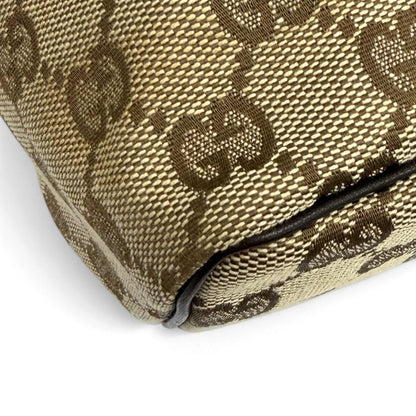 Gucci Vintage GG Canvas Leather Vanity Makeup Pouch Beige Brown — view 6