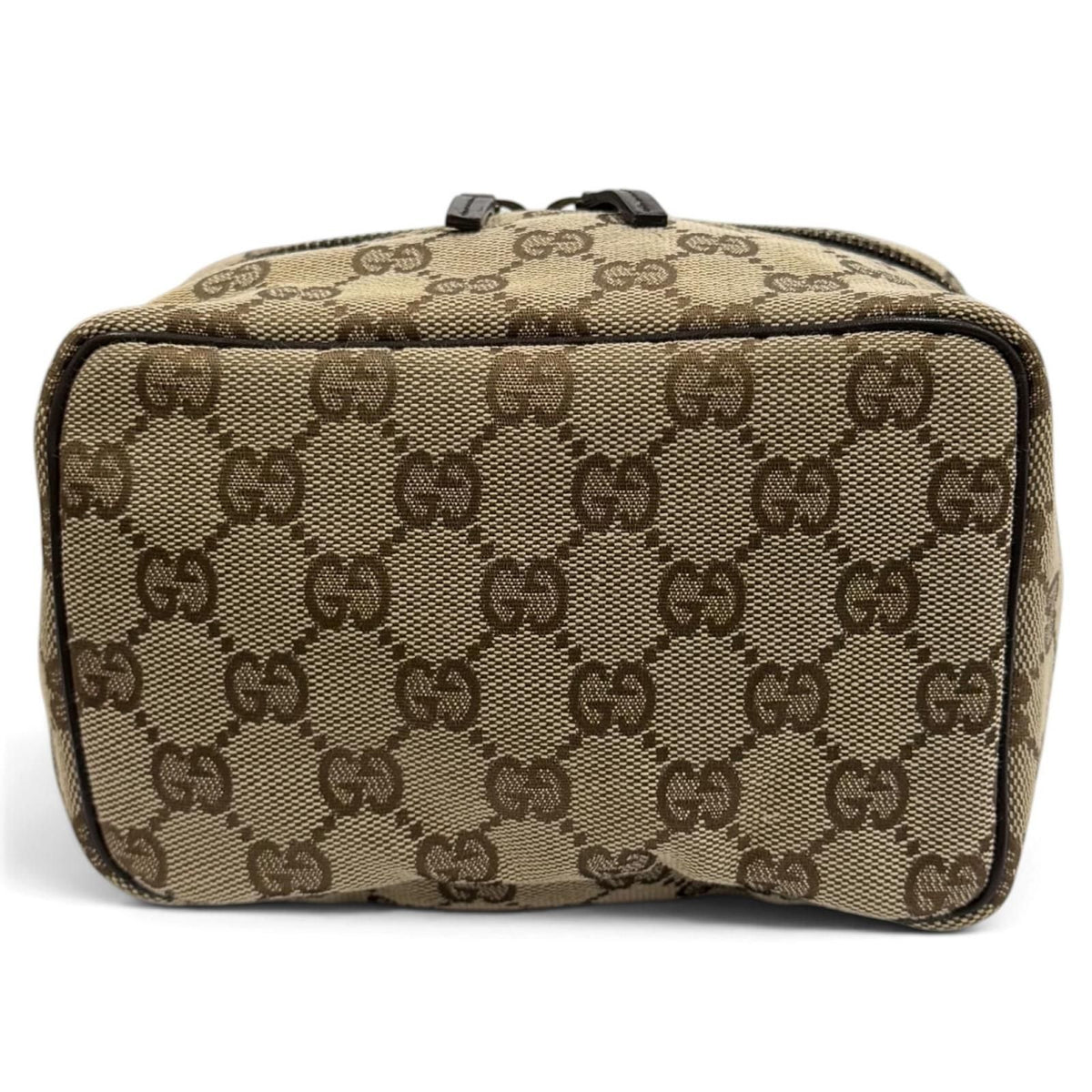 Gucci Vintage GG Canvas Leather Vanity Makeup Pouch Beige Brown — view 4
