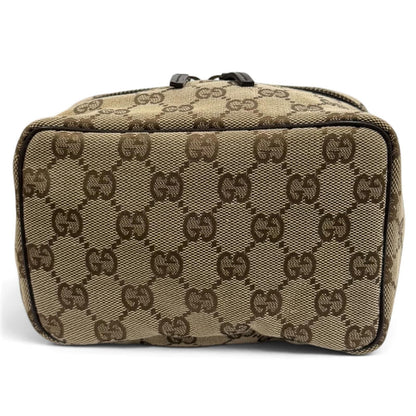 Gucci Vintage GG Canvas Leather Vanity Makeup Pouch Beige Brown — view 4