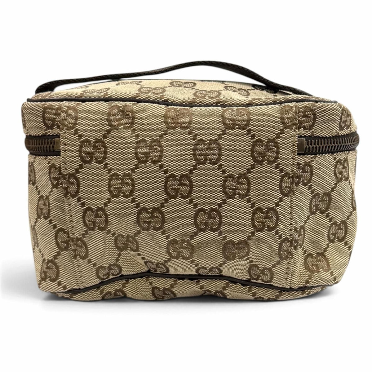 Gucci Vintage GG Canvas Leather Vanity Makeup Pouch Beige Brown — view 2