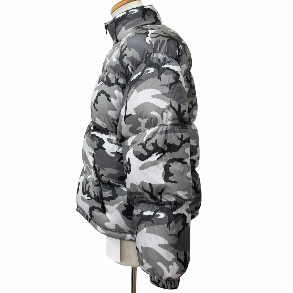 Celine Camouflage Stand Collar Down Jacket Puffer Gray 44 — view 3
