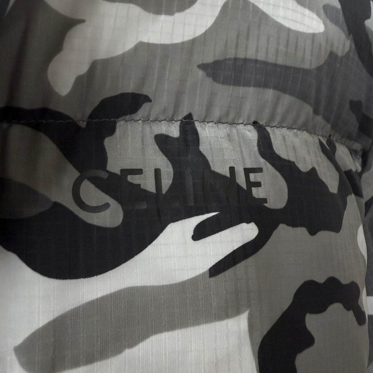 Celine Camouflage Stand Collar Down Jacket Puffer Gray 44 — view 7