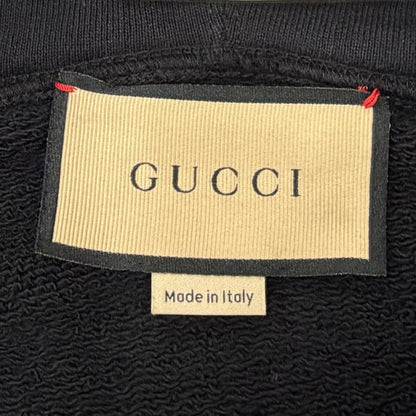 Gucci Constantly Reviewing Logo Print Hooded Pullover Hoodie Black — view 7