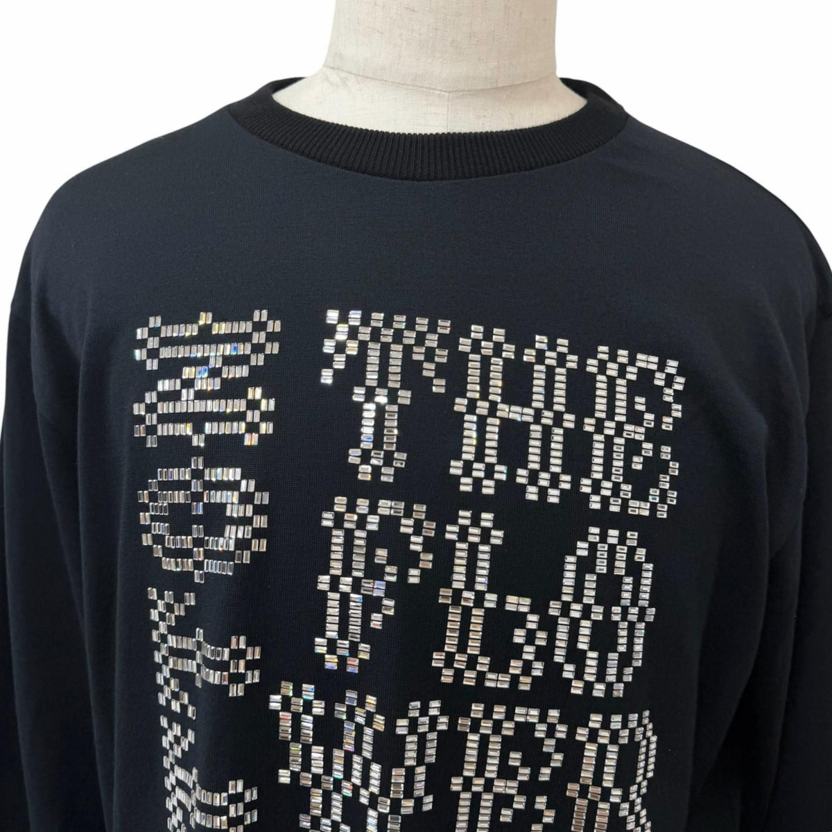Louis Vuitton Wool 100% Embellished Crew Neck Sweater Black — view 2