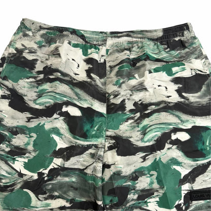Louis Vuitton All Over Print Logo Rubber Patch Swim Trunks Shorts Green — view 3