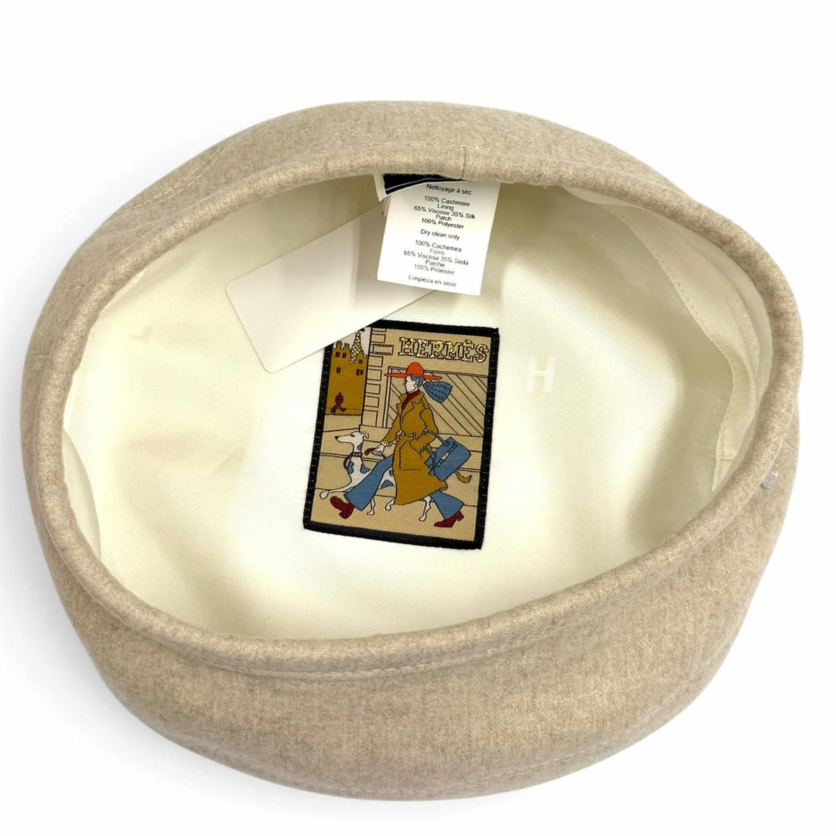Hermes Saint Honore Cashmere 100% Clou de Selle Parisienne Patch Beret 57 Hat — view 5