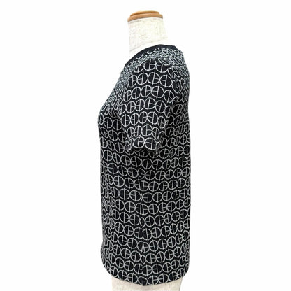 Hermes Cotton H Round All Over Print Crew Neck Short Sleeve Knit Black White FR — view 3