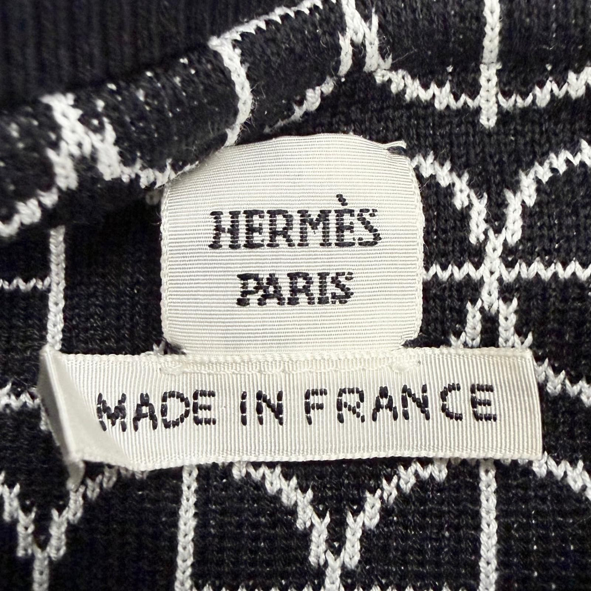 Hermes Cotton H Round All Over Print Crew Neck Short Sleeve Knit Black White FR — view 6