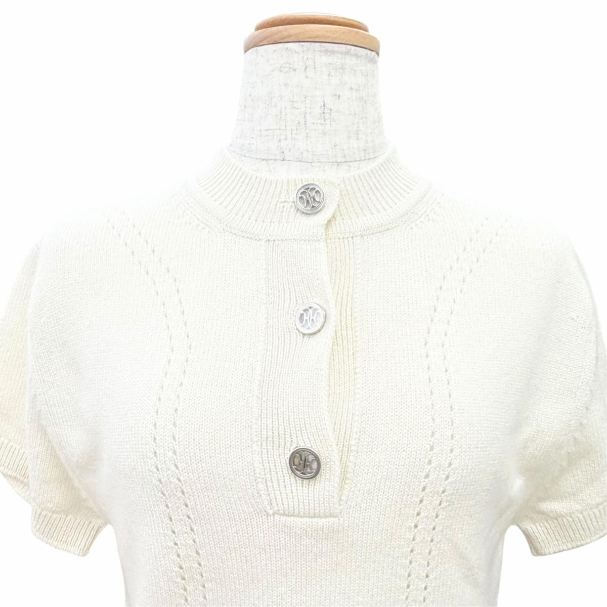 Hermes Cashmere 100% H Lift Short Sleeve Knit Dress Ivory Garment Included 34 — view 2