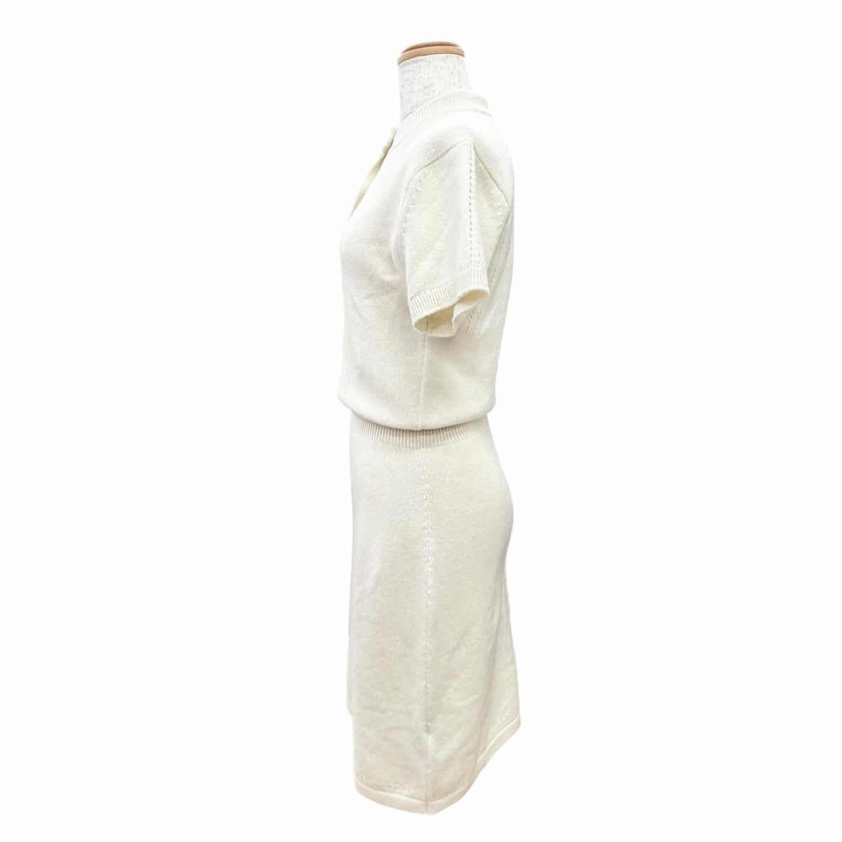 Hermes Cashmere 100% H Lift Short Sleeve Knit Dress Ivory Garment Included 34 — view 3