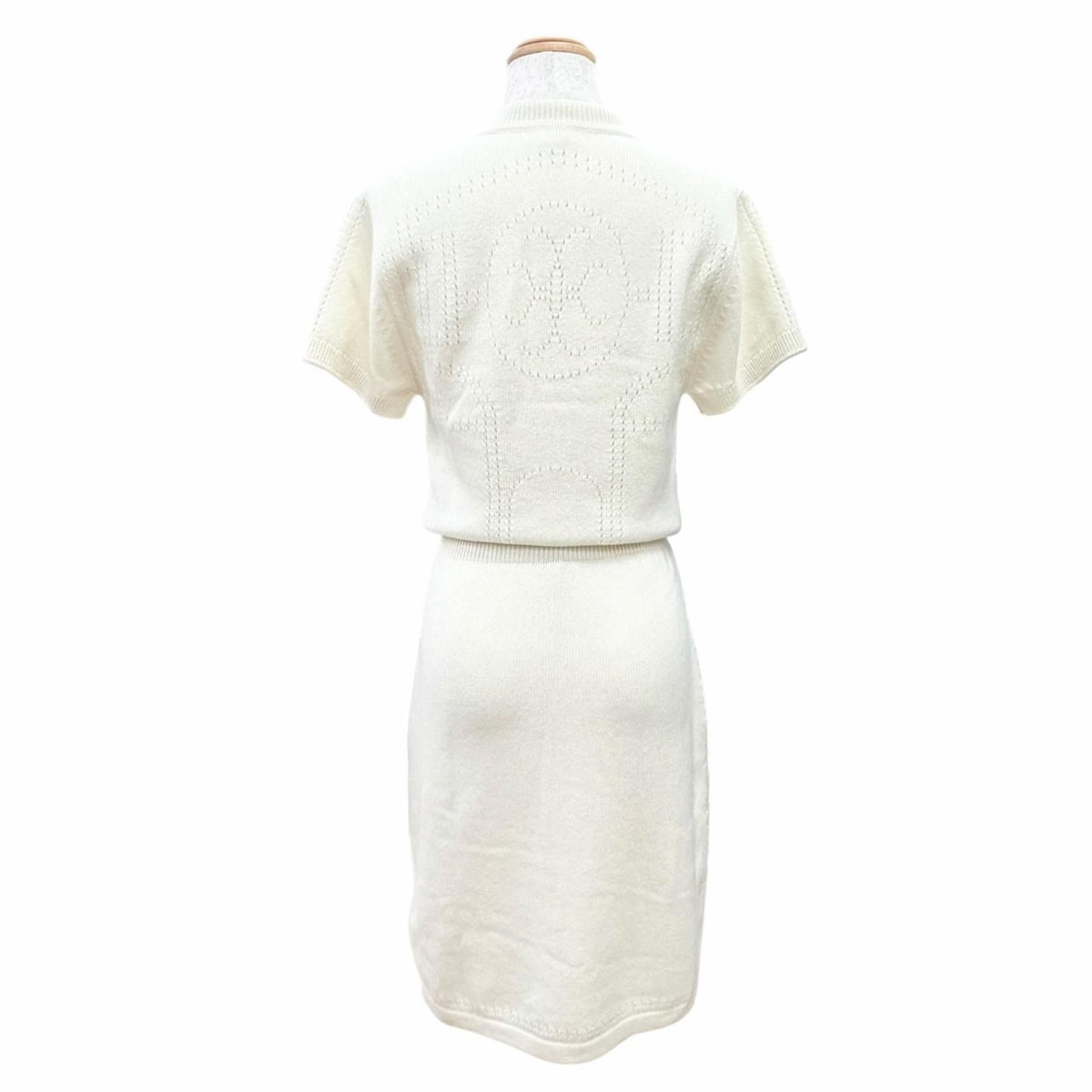 Hermes Cashmere 100% H Lift Short Sleeve Knit Dress Ivory Garment Included 34 — view 4
