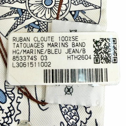 Hermes Ribbon Sailor Tattoo Bandana Silk Blue Marine Scarf — view 8