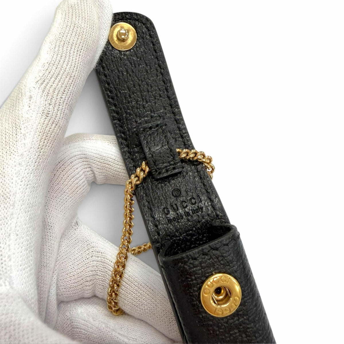 Gucci GG Marmont Chain Leather Lip Case Black Gold — view 8