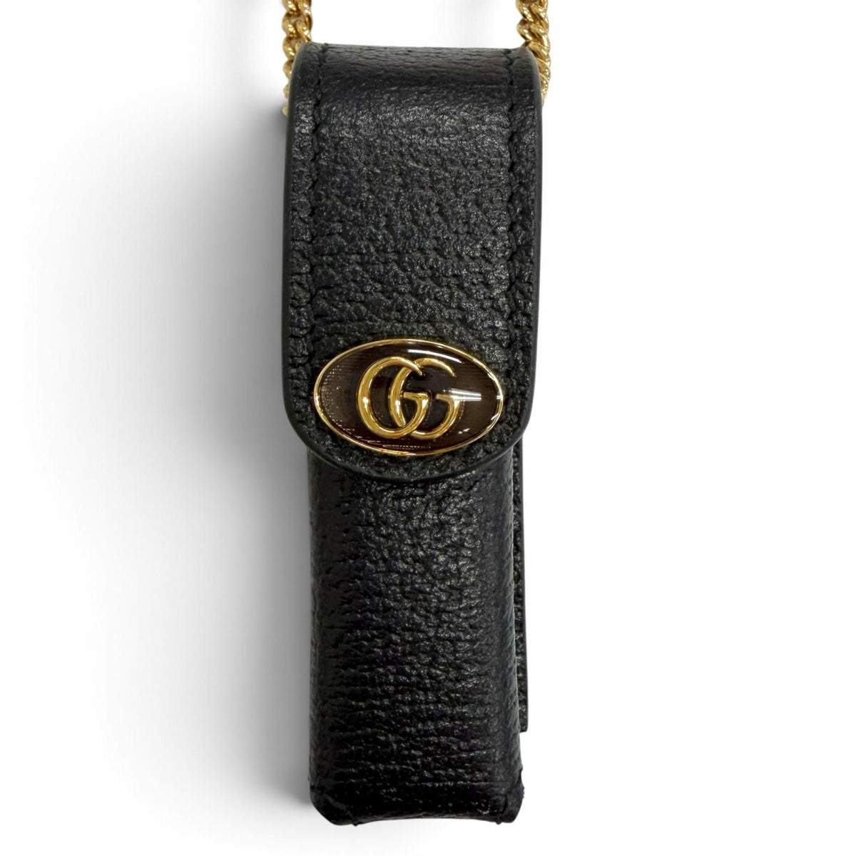 Gucci GG Marmont Chain Leather Lip Case Black Gold