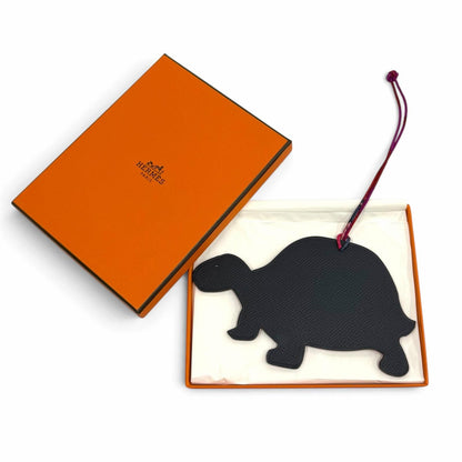 Hermes Petit H GM Red Navy Leather Turtle Bag Charm — view 2