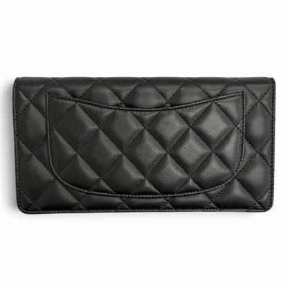 Chanel Lambskin CC Logo Quilted Timeless Classic Long Flap Wallet Black — view 3