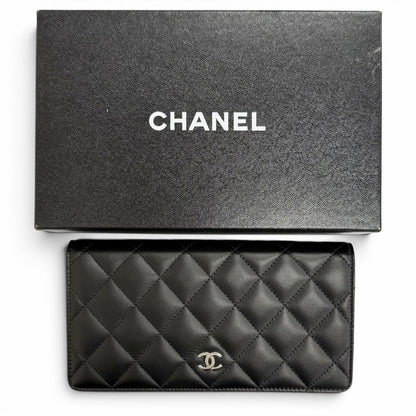 Chanel Lambskin CC Logo Quilted Timeless Classic Long Flap Wallet Black — view 2